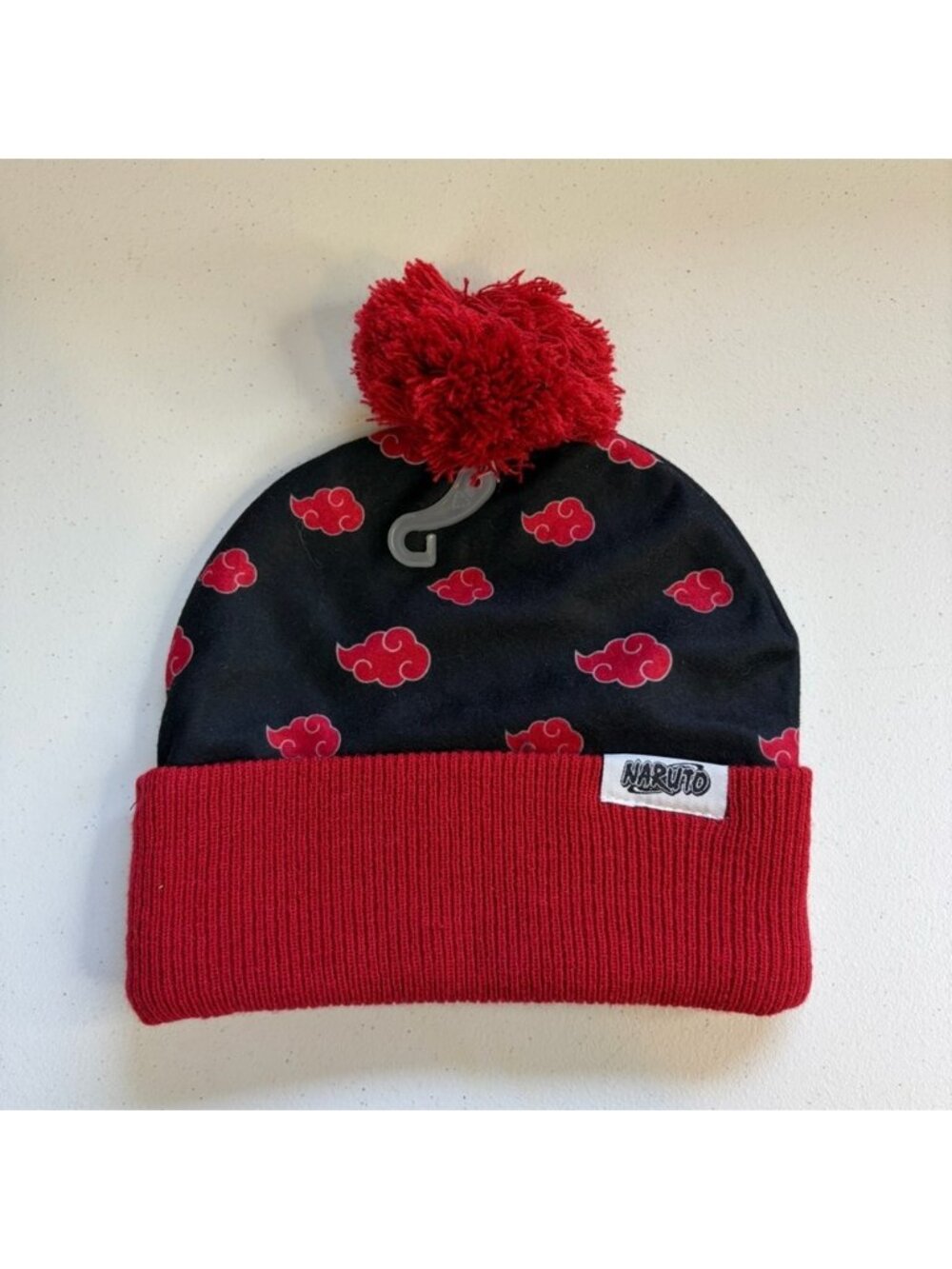 Naruto Beanie Toque Hat Shippuden Akatsuki Cloud Youth Cuffed Pom New red black
